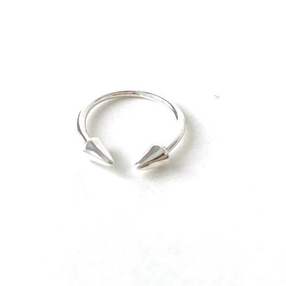 Silver Triangular Studded Ring - Picture 1 of 6